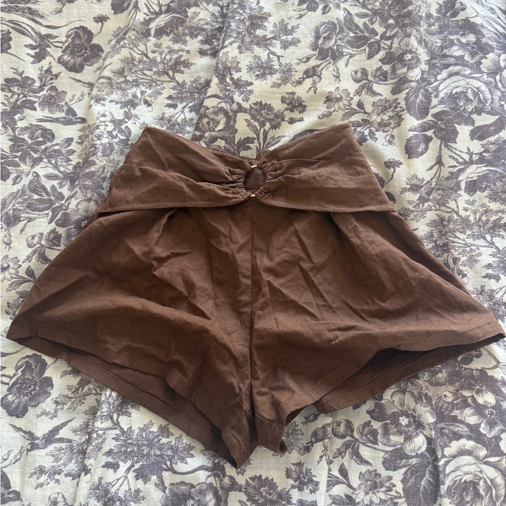 Elegant Brown High-Waisted Women's Shorts